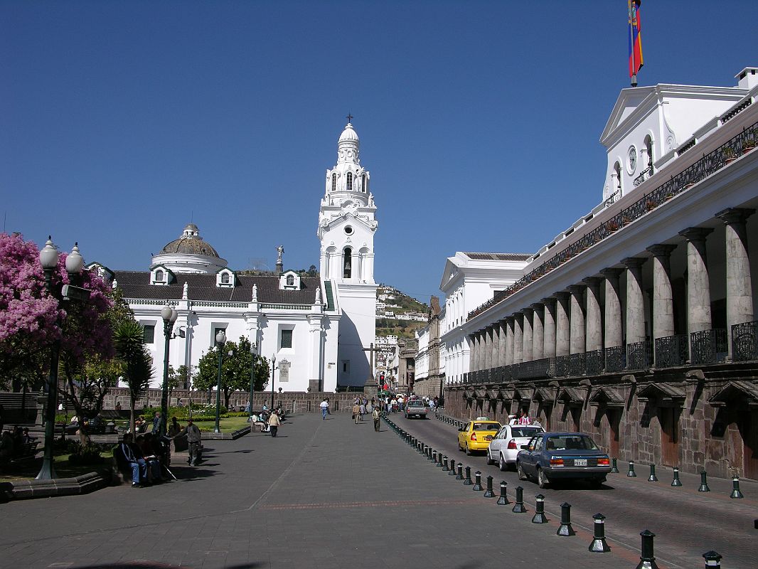 Ecuador Quito 02-06 Old Quito Plaza Grande Presidential Palace And El Panecillo